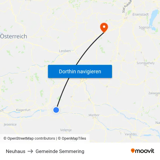 Neuhaus to Gemeinde Semmering map