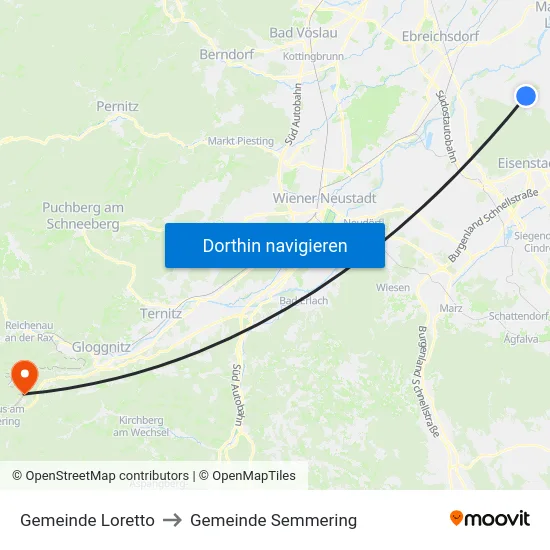 Gemeinde Loretto to Gemeinde Semmering map