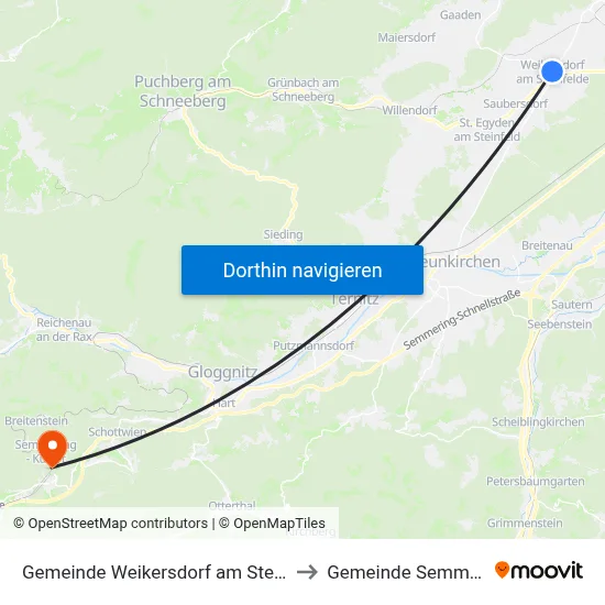 Gemeinde Weikersdorf am Steinfelde to Gemeinde Semmering map