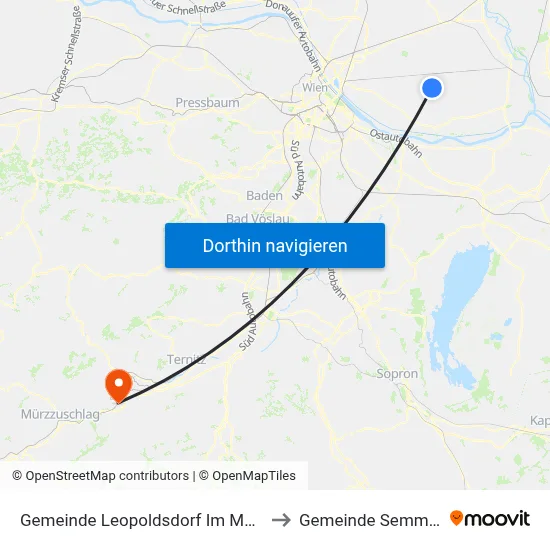 Gemeinde Leopoldsdorf Im Marchfeld to Gemeinde Semmering map