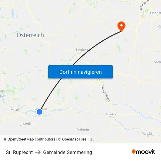 St. Ruprecht to Gemeinde Semmering map
