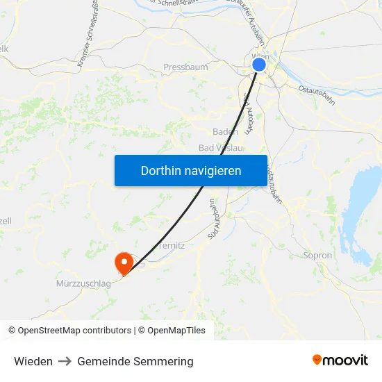 Wieden to Gemeinde Semmering map