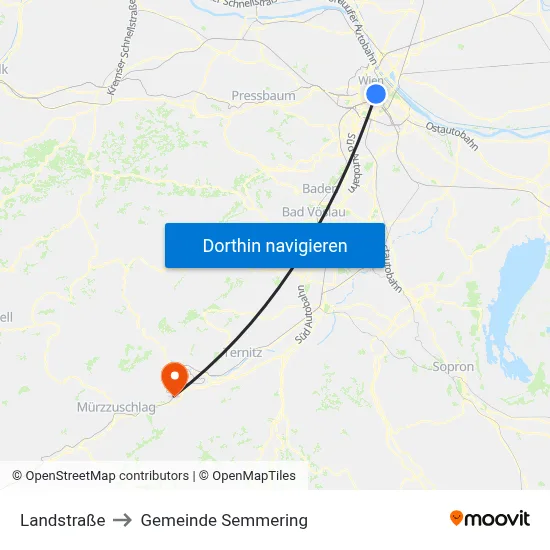 Landstraße to Gemeinde Semmering map
