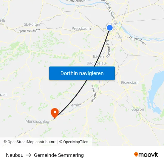 Neubau to Gemeinde Semmering map