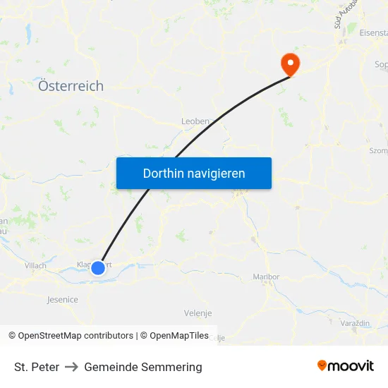 St. Peter to Gemeinde Semmering map