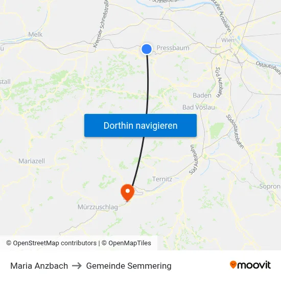 Maria Anzbach to Gemeinde Semmering map