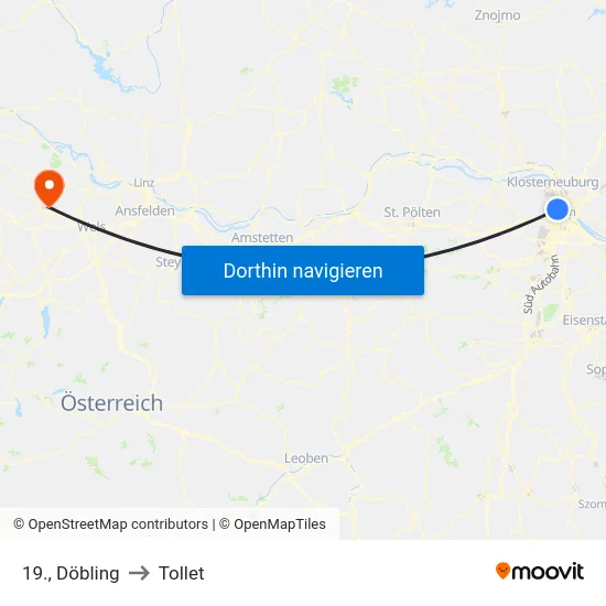 19., Döbling to Tollet map