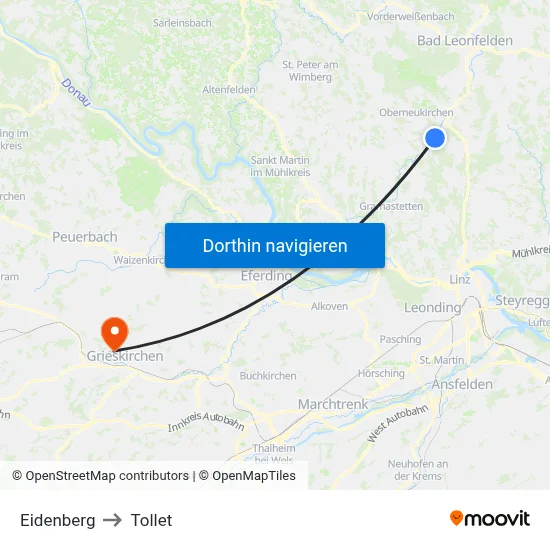 Eidenberg to Tollet map
