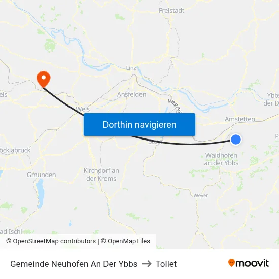 Gemeinde Neuhofen An Der Ybbs to Tollet map