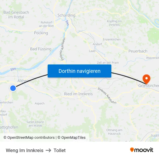 Weng Im Innkreis to Tollet map