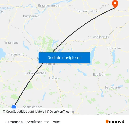 Gemeinde Hochfilzen to Tollet map