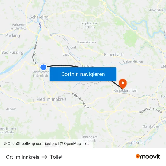 Ort Im Innkreis to Tollet map