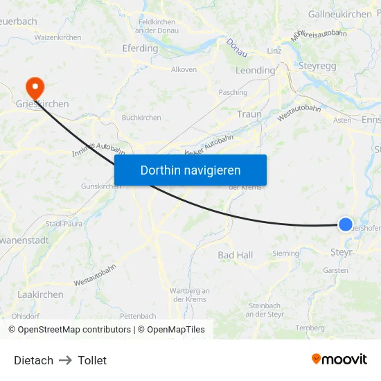 Dietach to Tollet map