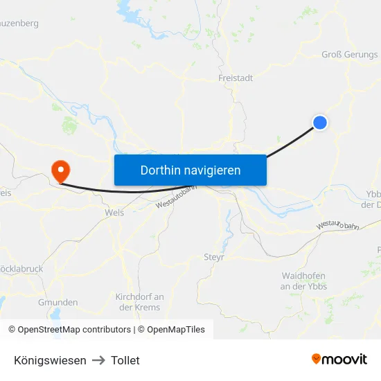 Königswiesen to Tollet map