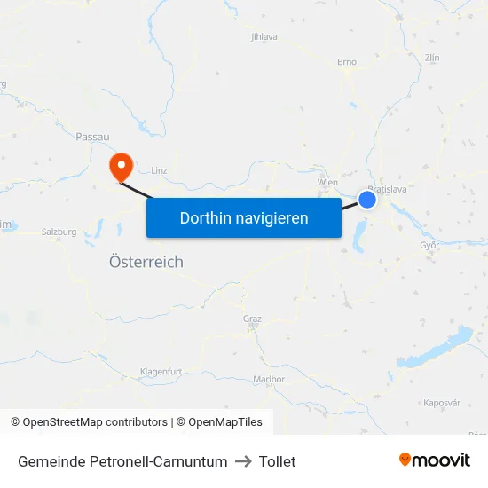 Gemeinde Petronell-Carnuntum to Tollet map