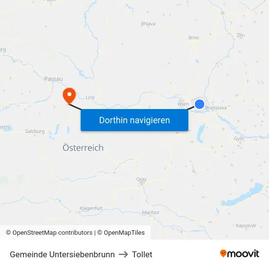 Gemeinde Untersiebenbrunn to Tollet map