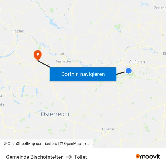 Gemeinde Bischofstetten to Tollet map