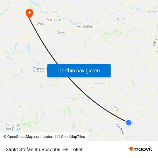 Sankt Stefan Im Rosental to Tollet map