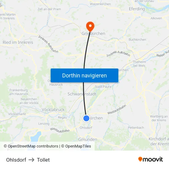Ohlsdorf to Tollet map