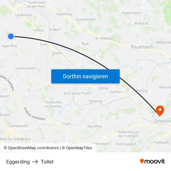 Eggerding to Tollet map
