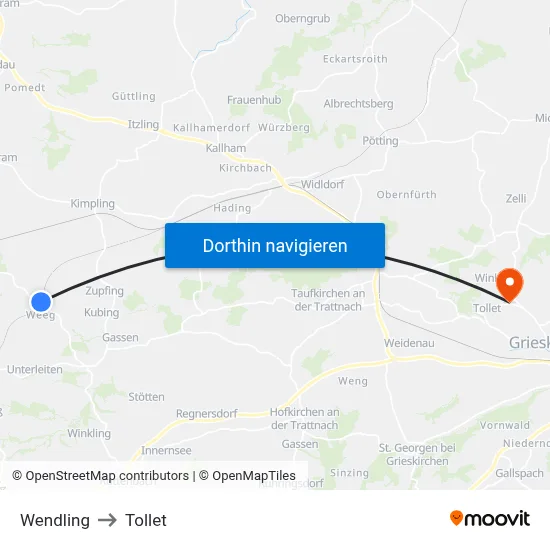 Wendling to Tollet map