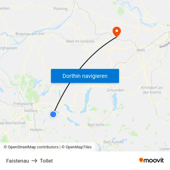 Faistenau to Tollet map