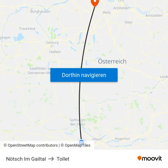 Nötsch Im Gailtal to Tollet map