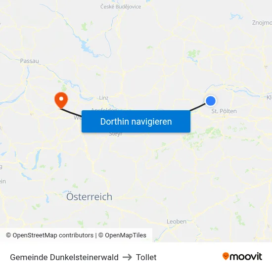 Gemeinde Dunkelsteinerwald to Tollet map