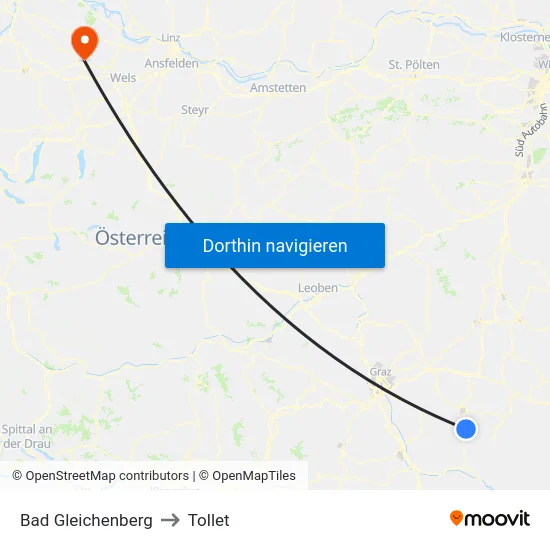 Bad Gleichenberg to Tollet map