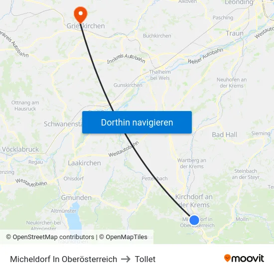 Micheldorf In Oberösterreich to Tollet map