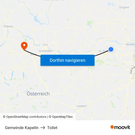 Gemeinde Kapelln to Tollet map