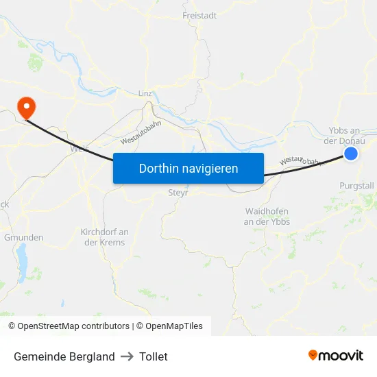 Gemeinde Bergland to Tollet map