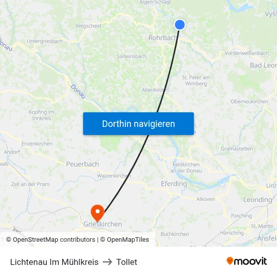 Lichtenau Im Mühlkreis to Tollet map