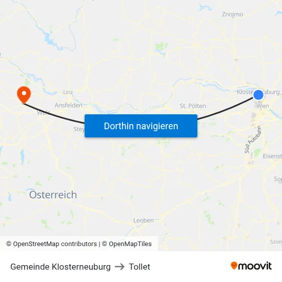 Gemeinde Klosterneuburg to Tollet map