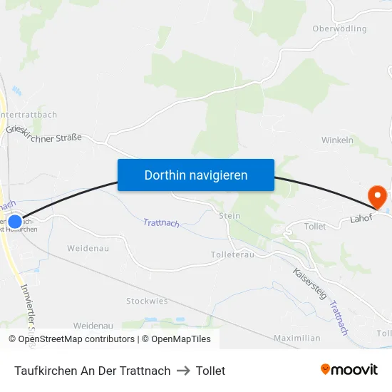 Taufkirchen An Der Trattnach to Tollet map