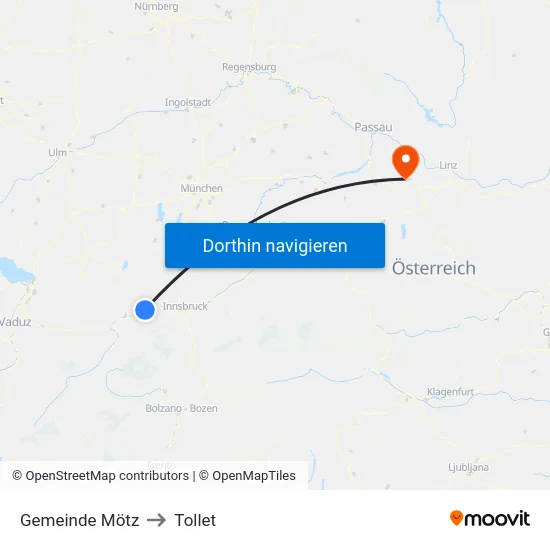 Gemeinde Mötz to Tollet map