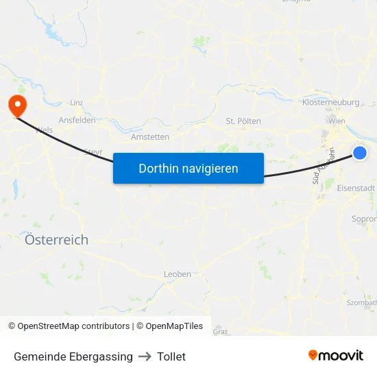 Gemeinde Ebergassing to Tollet map