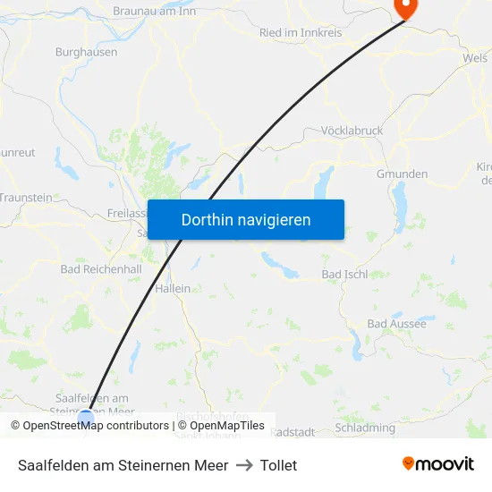 Saalfelden am Steinernen Meer to Tollet map