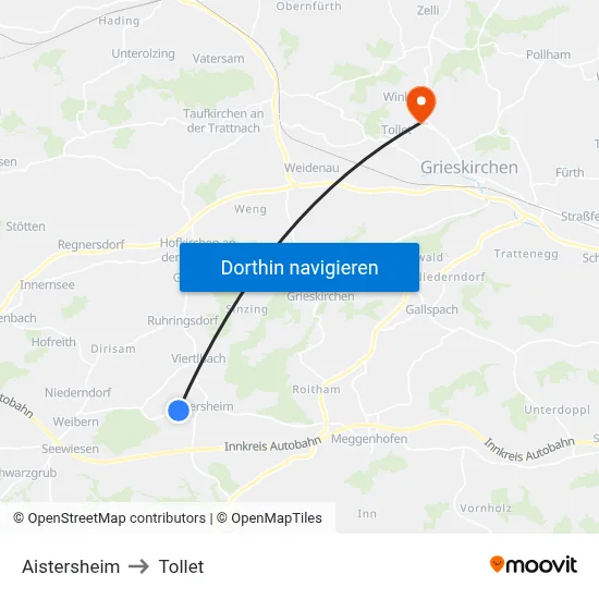Aistersheim to Tollet map