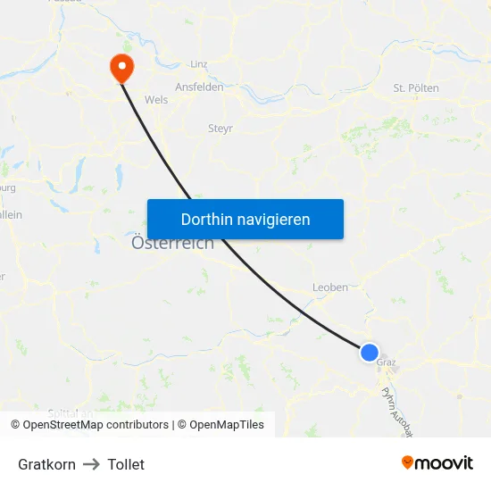 Gratkorn to Tollet map
