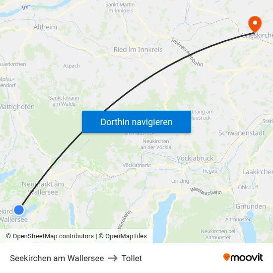 Seekirchen am Wallersee to Tollet map