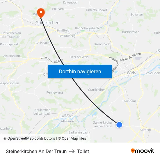 Steinerkirchen An Der Traun to Tollet map