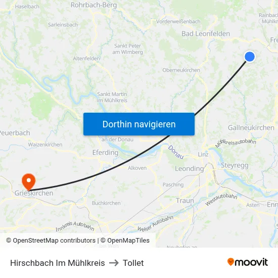 Hirschbach Im Mühlkreis to Tollet map
