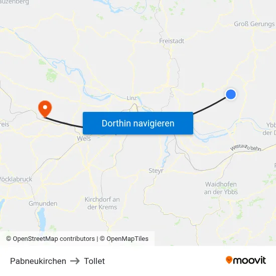 Pabneukirchen to Tollet map