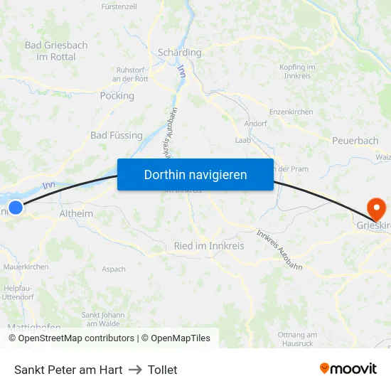 Sankt Peter am Hart to Tollet map