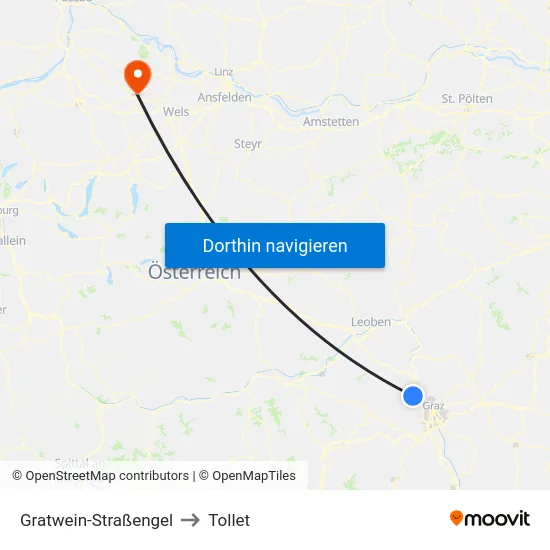 Gratwein-Straßengel to Tollet map