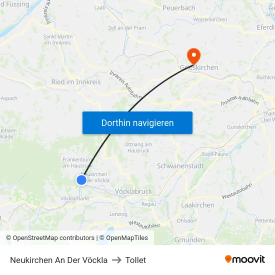 Neukirchen An Der Vöckla to Tollet map