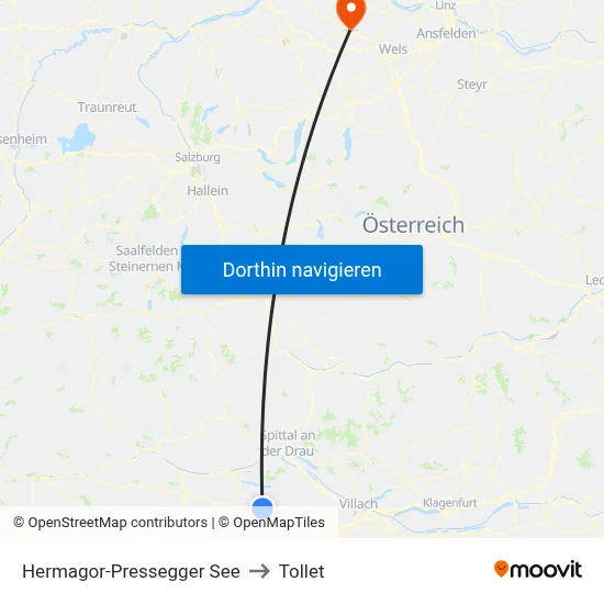 Hermagor-Pressegger See to Tollet map