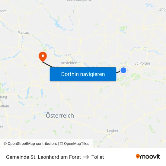 Gemeinde St. Leonhard am Forst to Tollet map