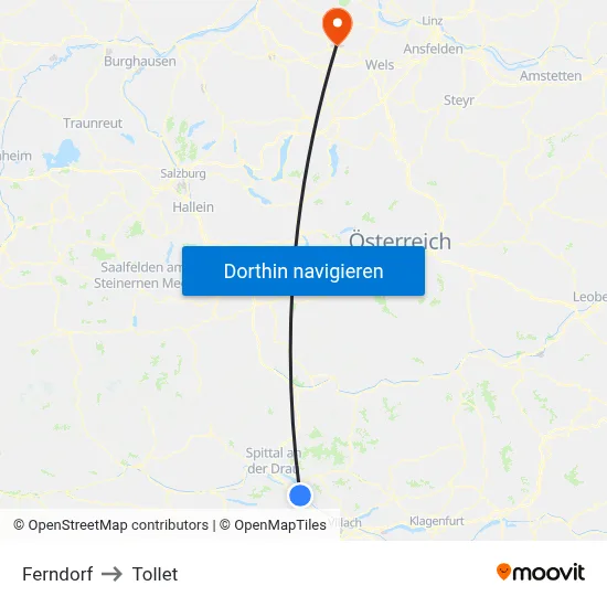 Ferndorf to Tollet map